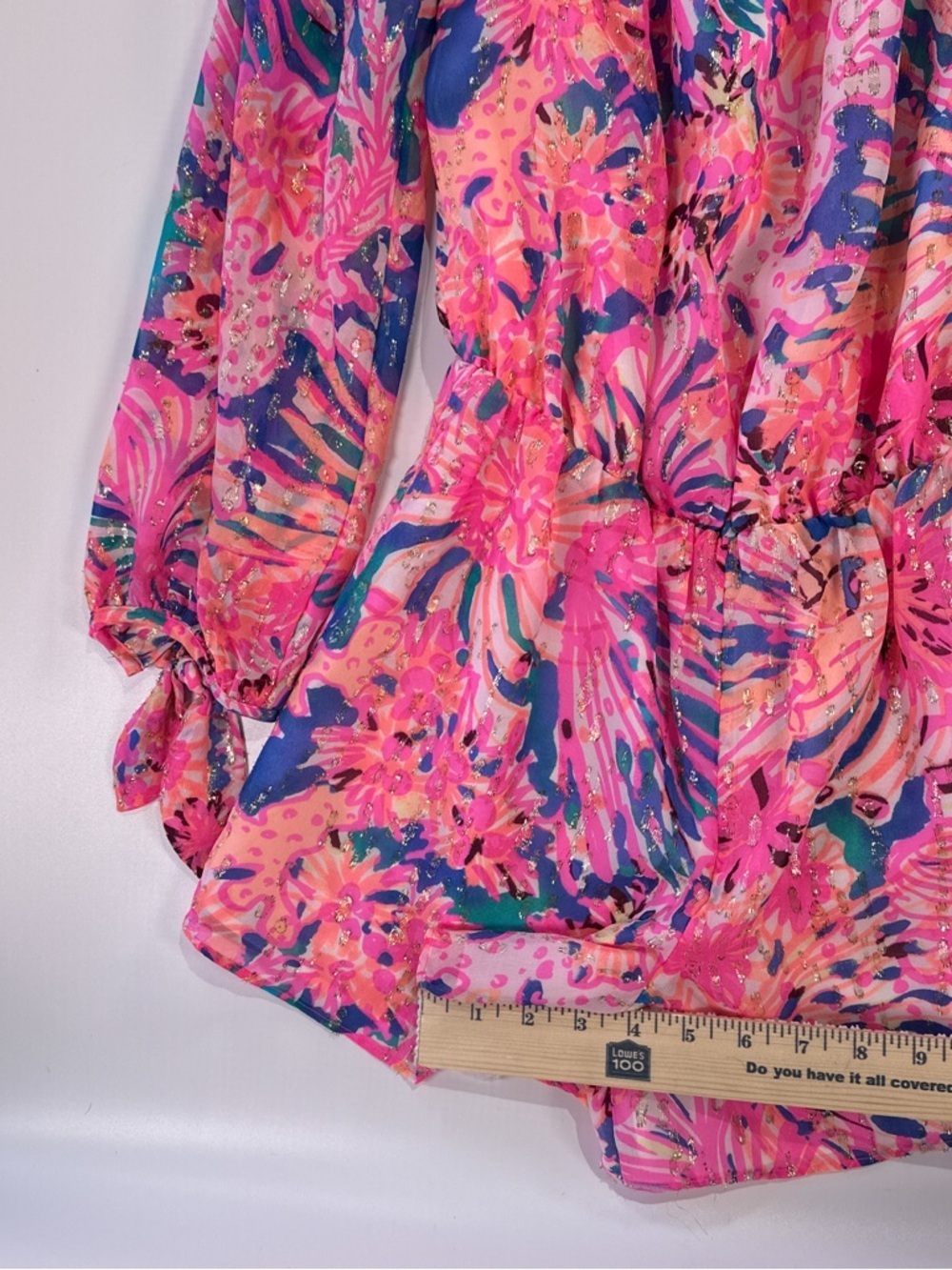 Lilly Pulitzer Women’s Romper Off Shoulder Silk Metallic Myri XS - Picture 12 of 13